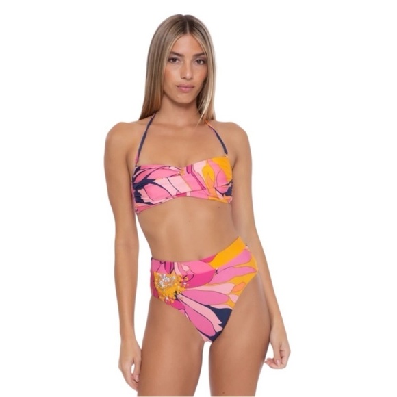 Trina Turk Breeze High Waist Bandeau Bikini Set - Picture 1 of 8